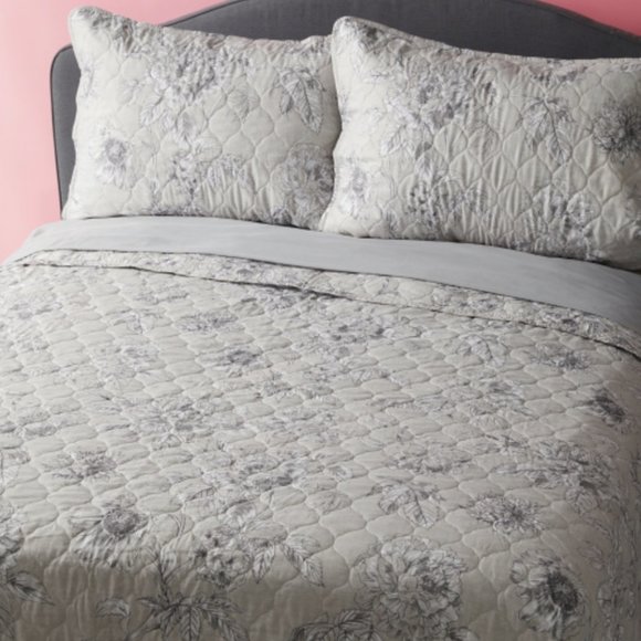 Tahari Bedding Tahari Home Vivian Silvergray 3 Piece Floral King